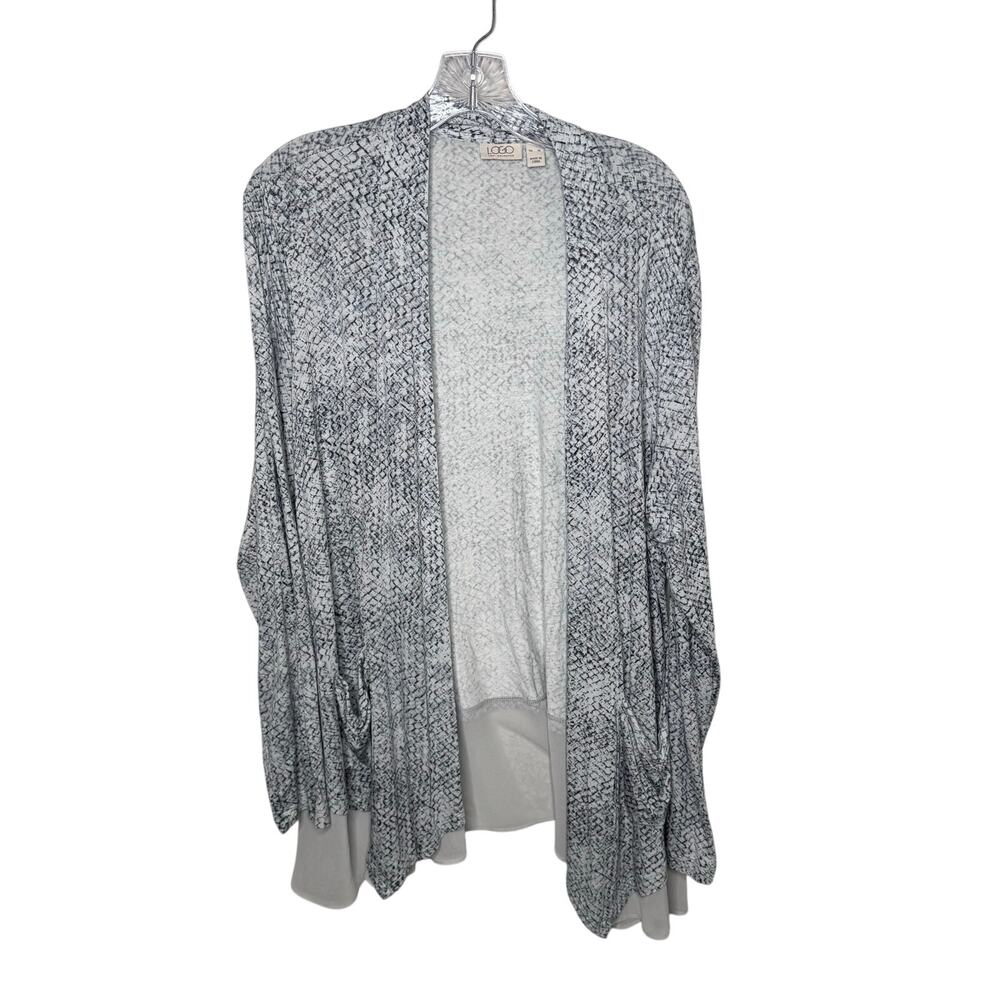 LOGO by Lori Goldstein Gray‎ Open Front Cardigan Snake Print Size XL